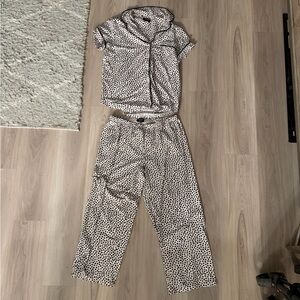 Kate Spade Black and Cream Polka Dot Pajama Set